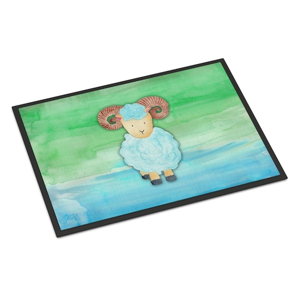 Carolines Treasures 24 x 36 in. Ram Sheep Watercolor Indoor or Outdoor Mat BB7418JMAT - main